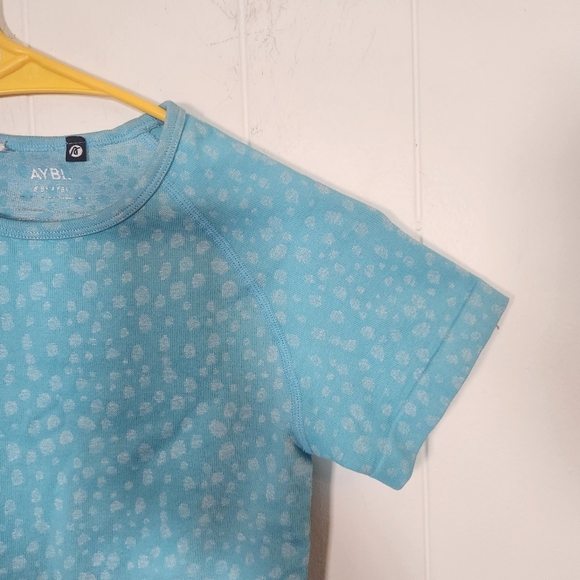 Aybl Evolve Light Aqua Blue Speckled Short Sleeve Crop Top Size Small - Picture 5 of 15
